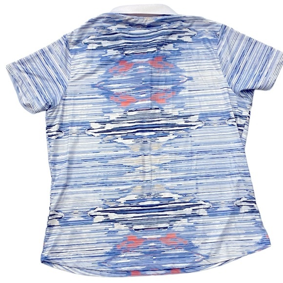 PAGE & TUTTLE Mens Cool Swing Golf Polo Shirt Blue White Abstract Pattern Size L - Picture 4 of 6